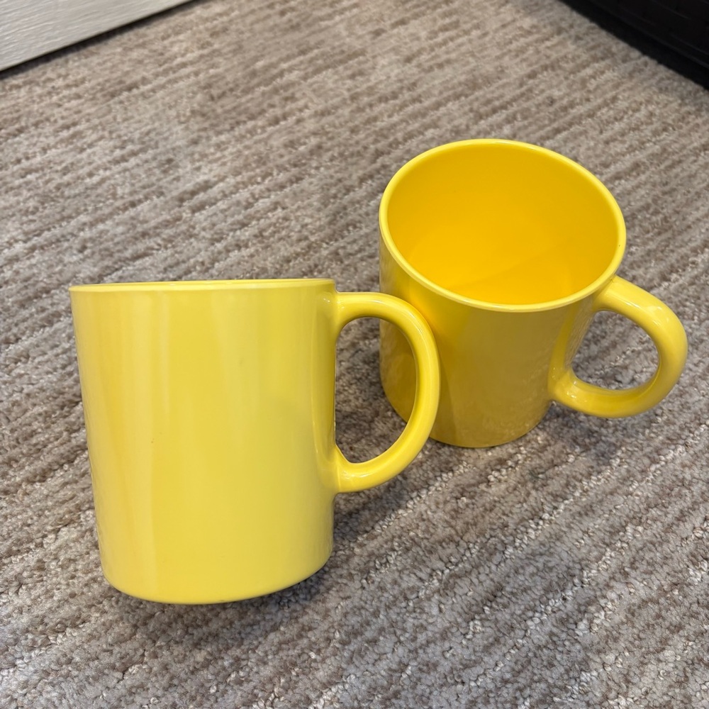 Vintage Precidio Set of Two Yellow Melamine Mugs